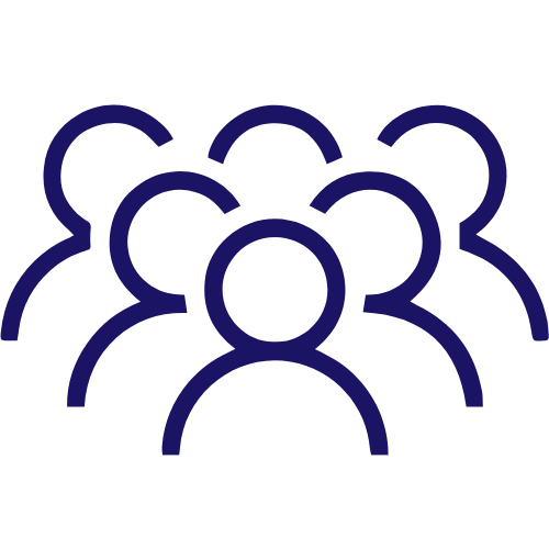 Dark blue cartoon icon of group of people